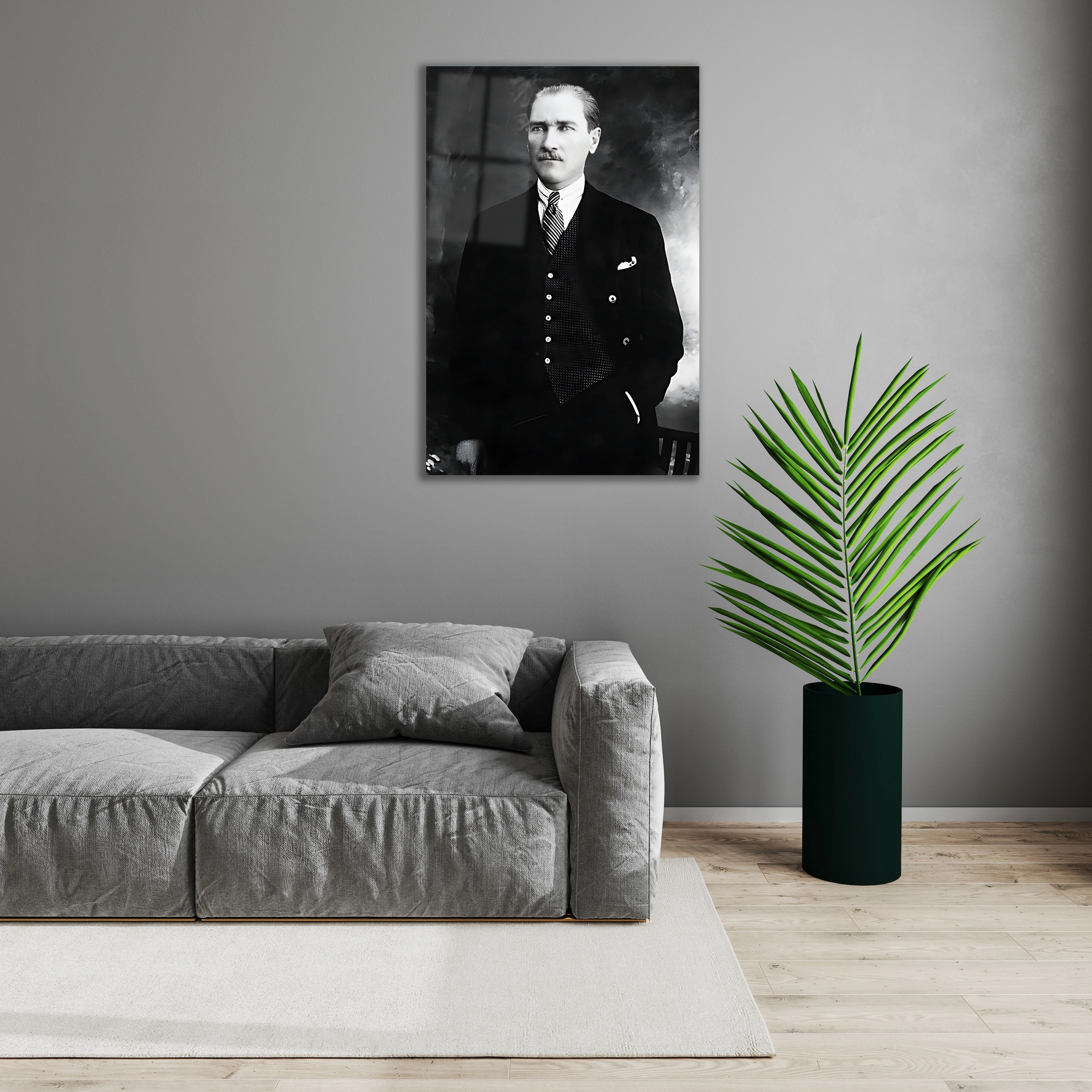 Mustafa Kemal Atatürk Portresi Cam Tablo